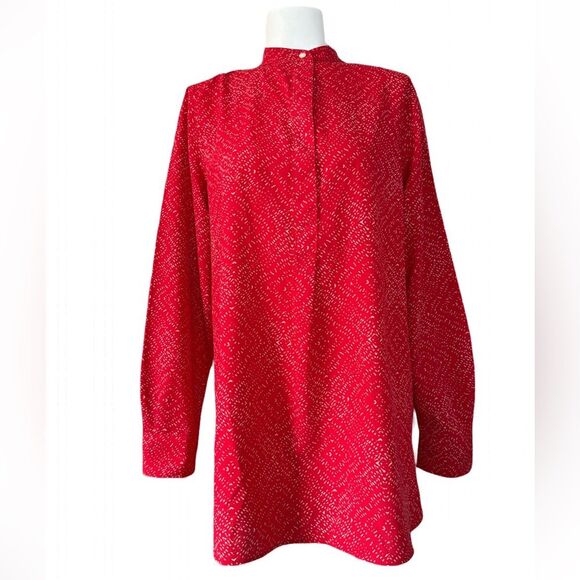 Lauren Ralph Lauren Red Patterned Blouse M Medium - Picture 1 of 8